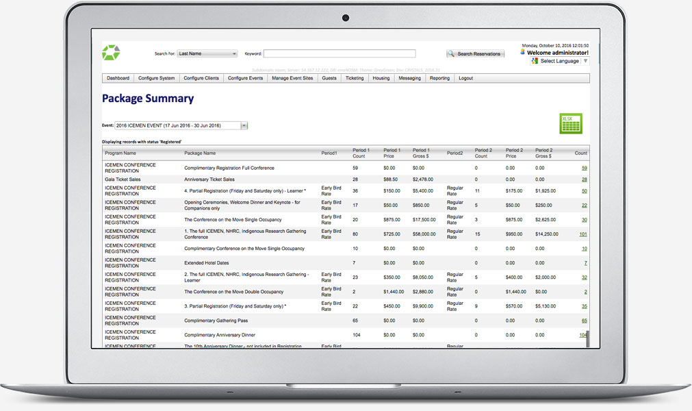 screenshot of reporting module