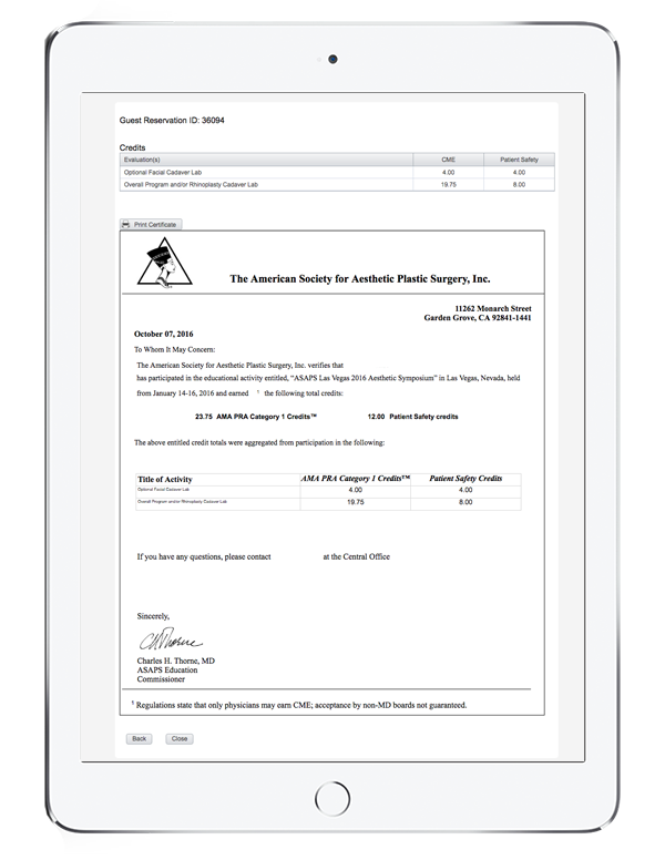 accreditation example on tablet